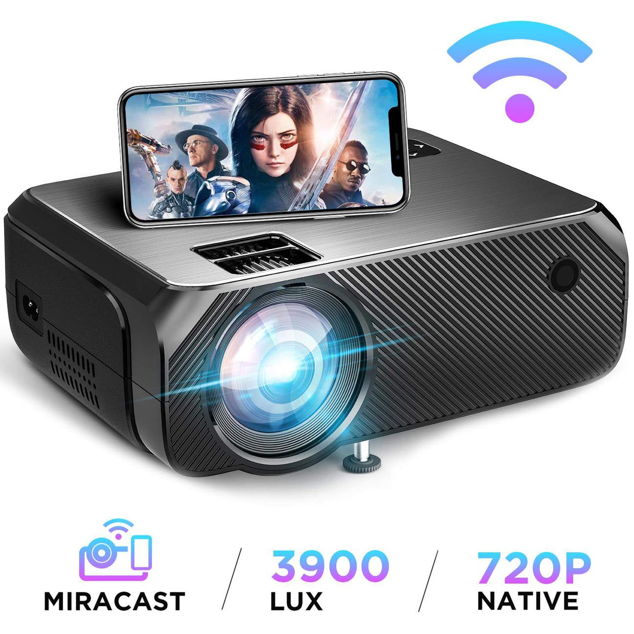 Mobile wireless WiFi same screen projector home HD portable support 1080p Mini LED projector