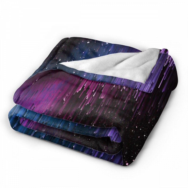 Ultra Violet Glitch Galaxy Throw Blankets