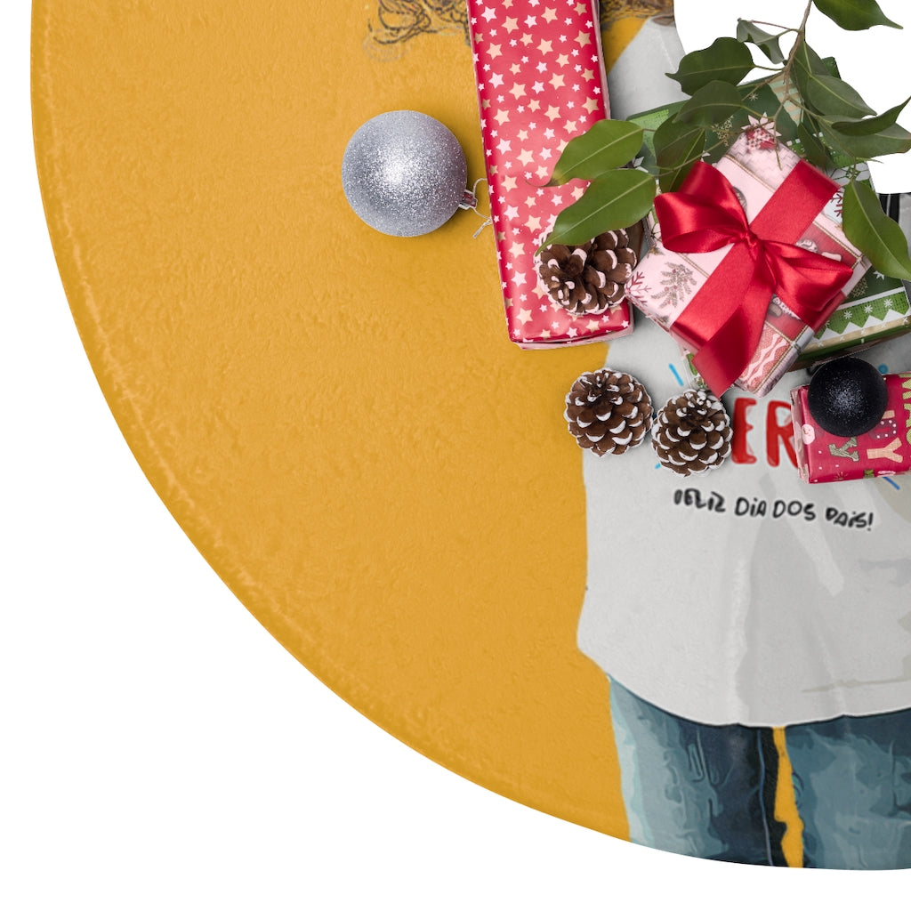 Christmas Tree Skirts text man