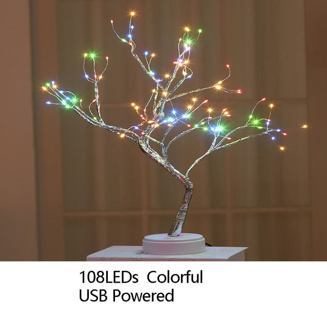 Đèn Ngủ Trang Trí Nhà Cửa Phong Cách Cây Cảnh Đảng Hình Cây Anh Đào LED Tự Làm Pháo Hoa Quà Tặng Giáng Sinh Thực Vật Công Tắc Đồng