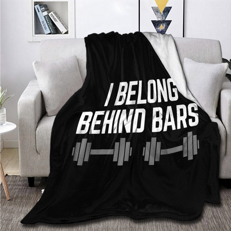 Behind Bars Gym Quote606608 Throw Blankets