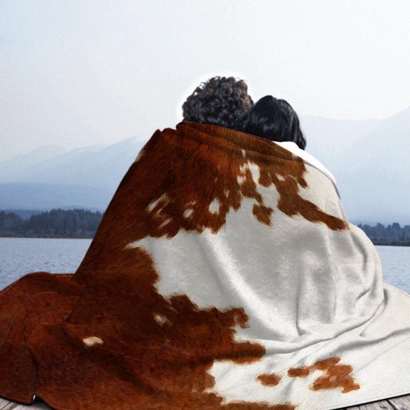 Brown Cowhide Watercolor Throw Blankets