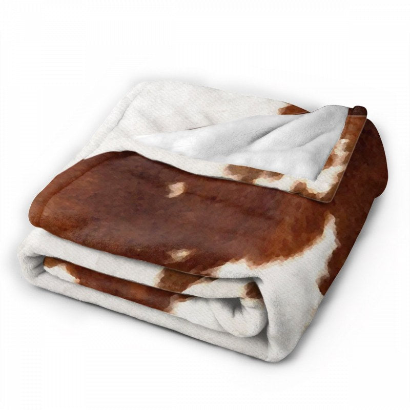 Brown Cowhide Watercolor Throw Blankets