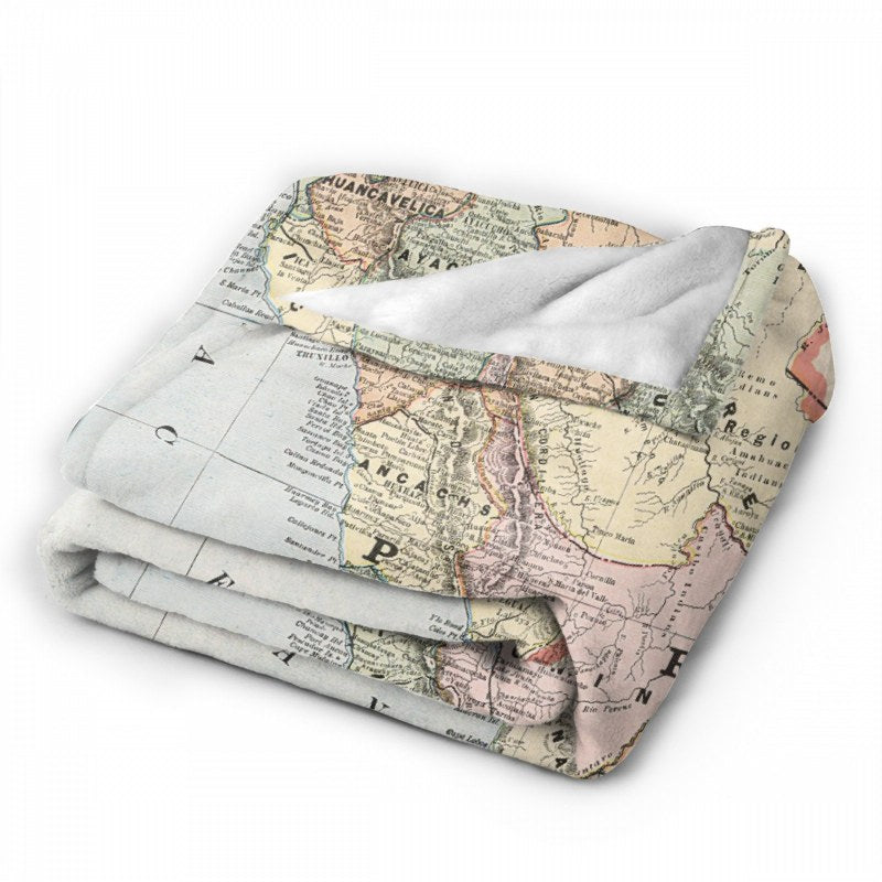 Vintage Map Of Peru 1901 Throw Blankets
