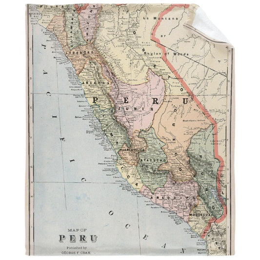 Vintage Map Of Peru 1901 Throw Blankets