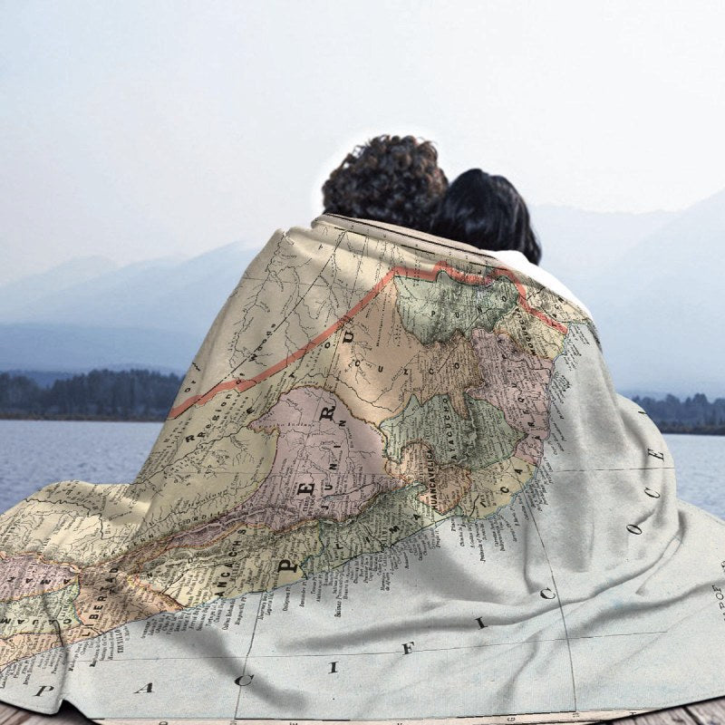 Vintage Map Of Peru 1901 Throw Blankets