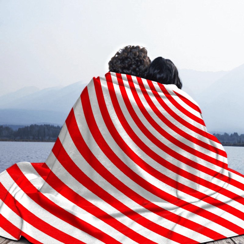 Christmas Red And White Candy Cane Stripes Xmas Holiday Throw Blankets