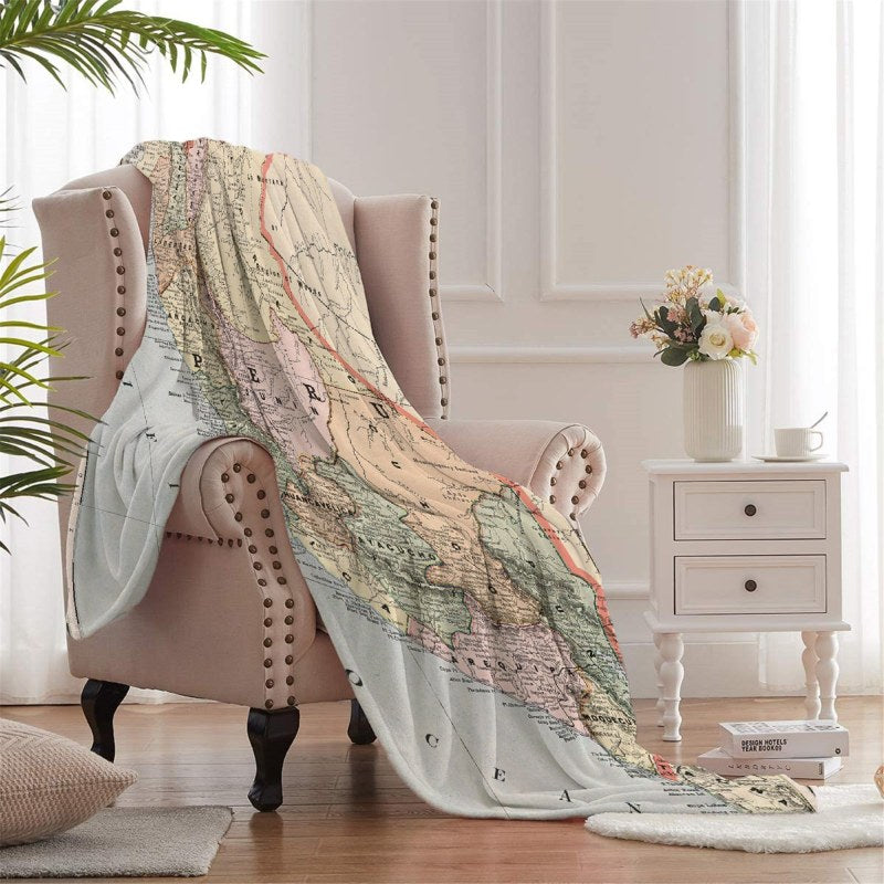 Vintage Map Of Peru 1901 Throw Blankets