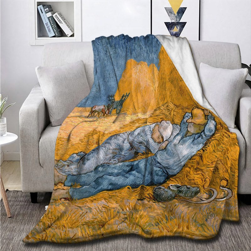 Vince Van Gogh Noon Rest From Work Throw Blankets