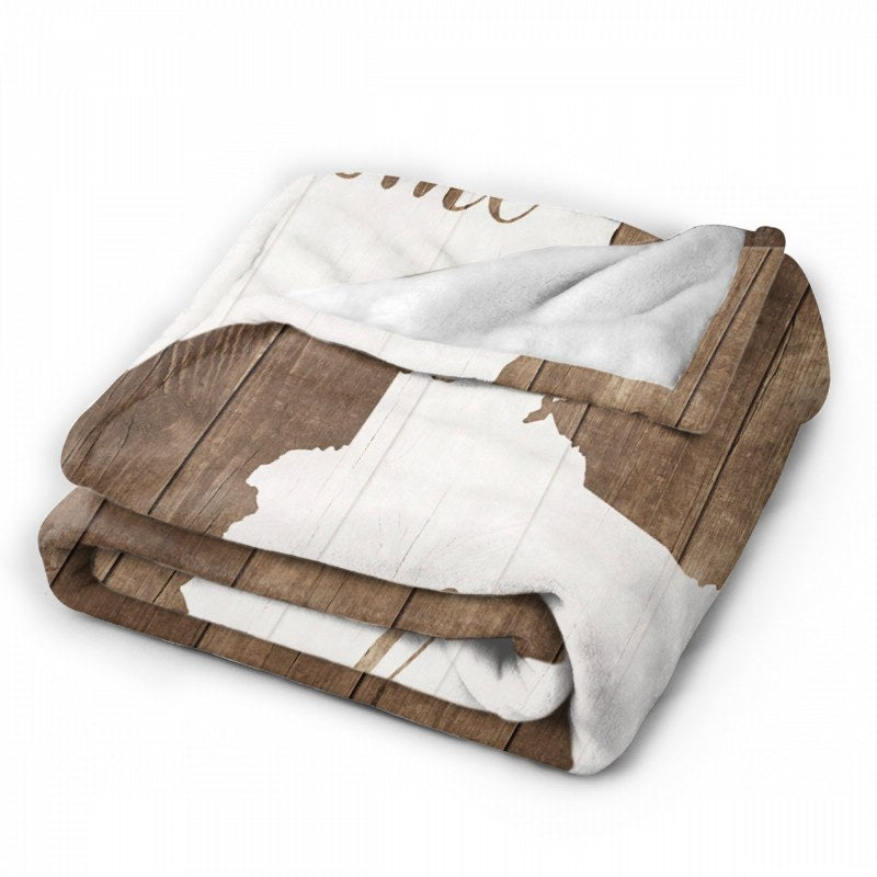 Wisconsin Is Home White On Wood Throw Blankets