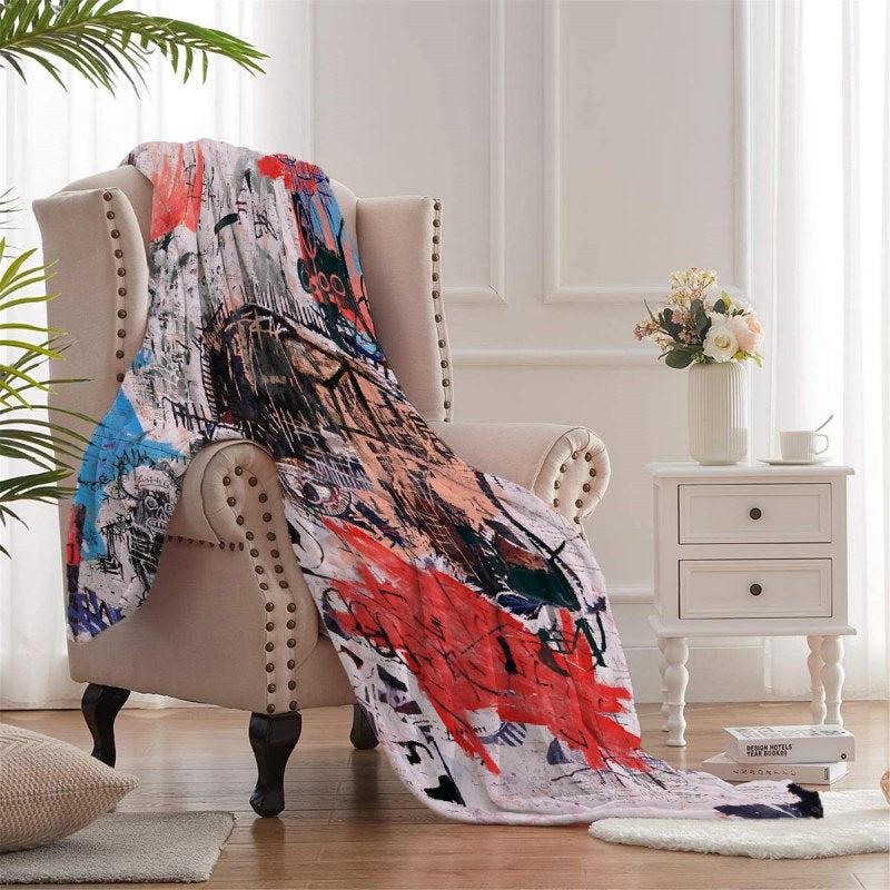 Basquiat Style Throw Blankets