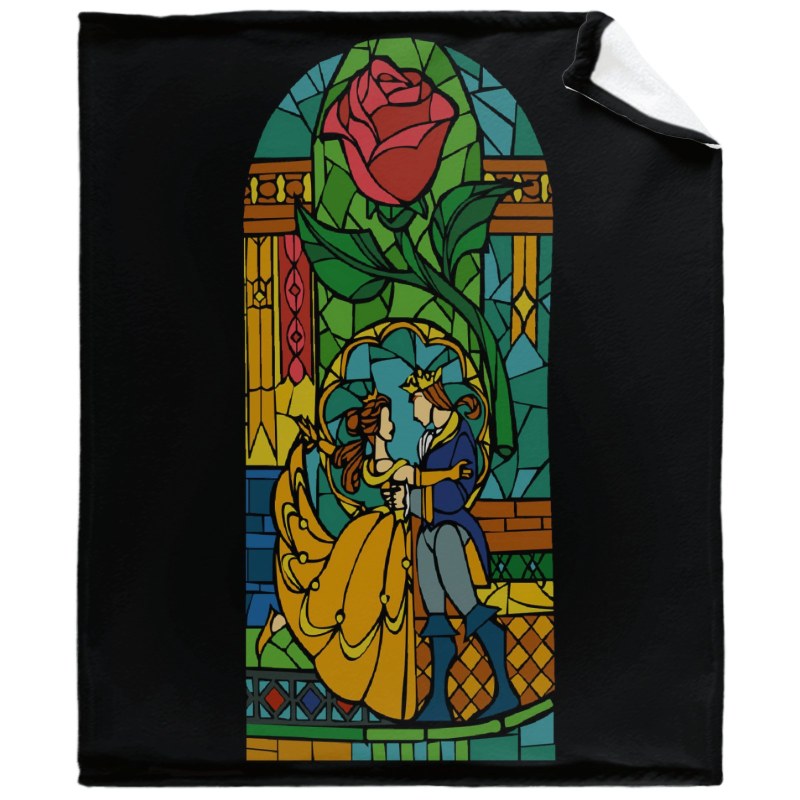 Beauty And The Beast Stained Glass 8s1 Throw Blankets