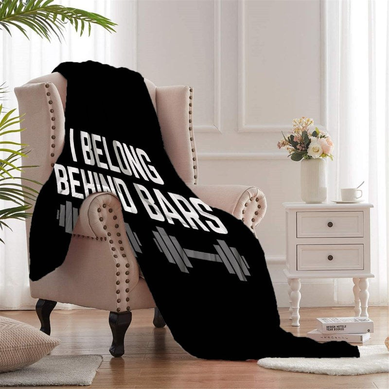 Behind Bars Gym Quote606608 Throw Blankets