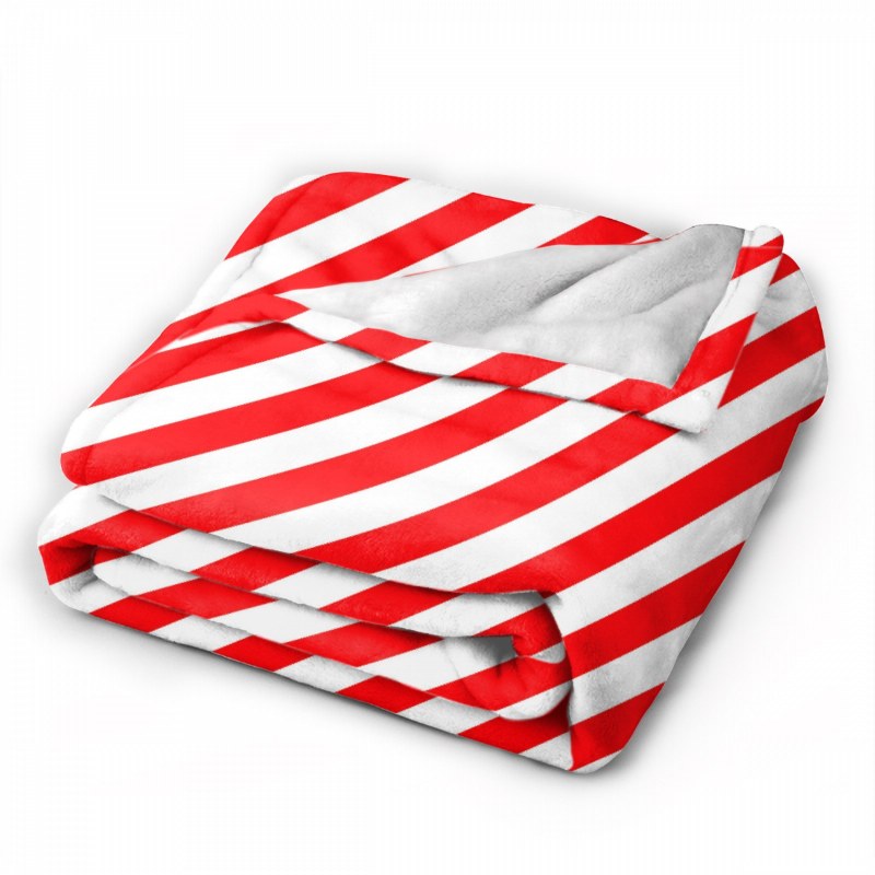 Christmas Red And White Candy Cane Stripes Xmas Holiday Throw Blankets