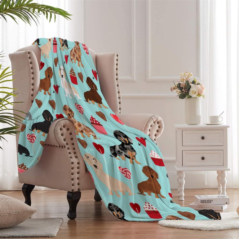 Dachsund Dachsie Doxie Valentines Day Valentine Hearts Love Cupcakes Cute Dog Gifts Throw Blankets