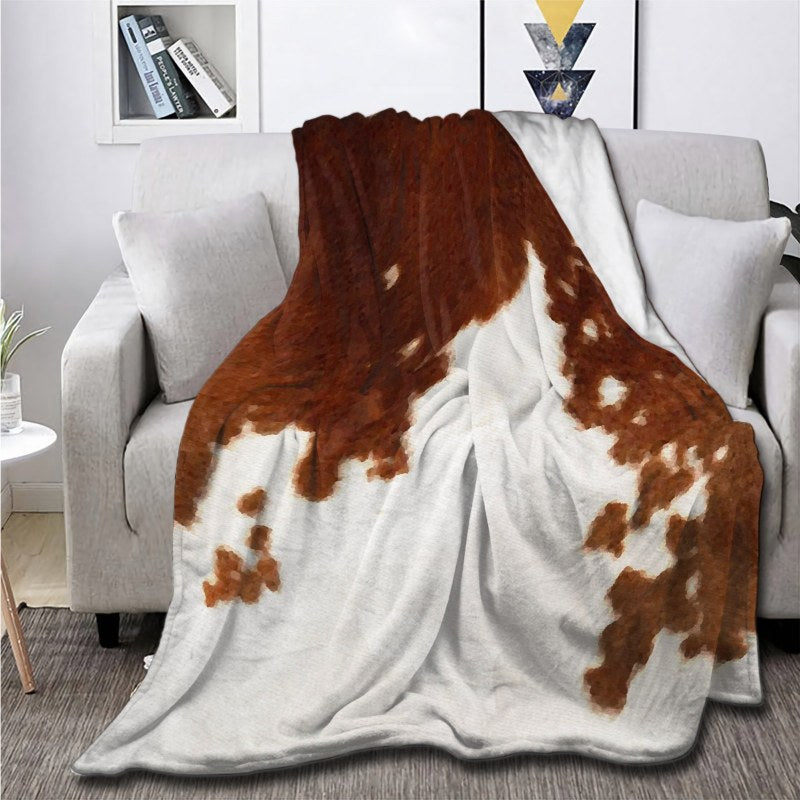 Brown Cowhide Watercolor Throw Blankets