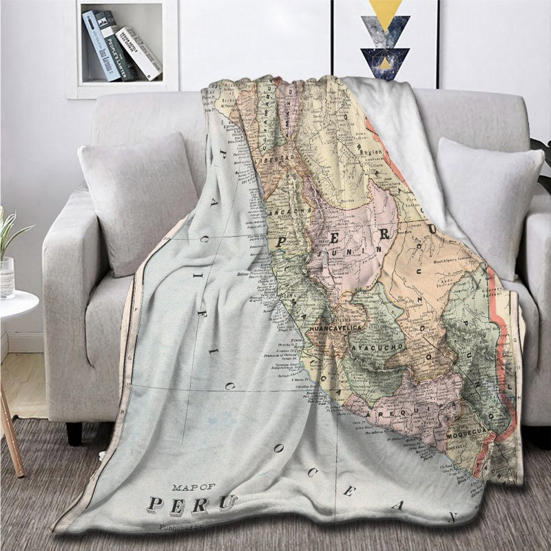 Vintage Map Of Peru 1901 Throw Blankets