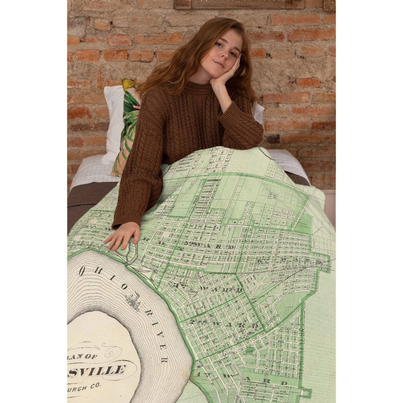 Vintage Map Of Evansville Indiana 1876 Throw Blankets