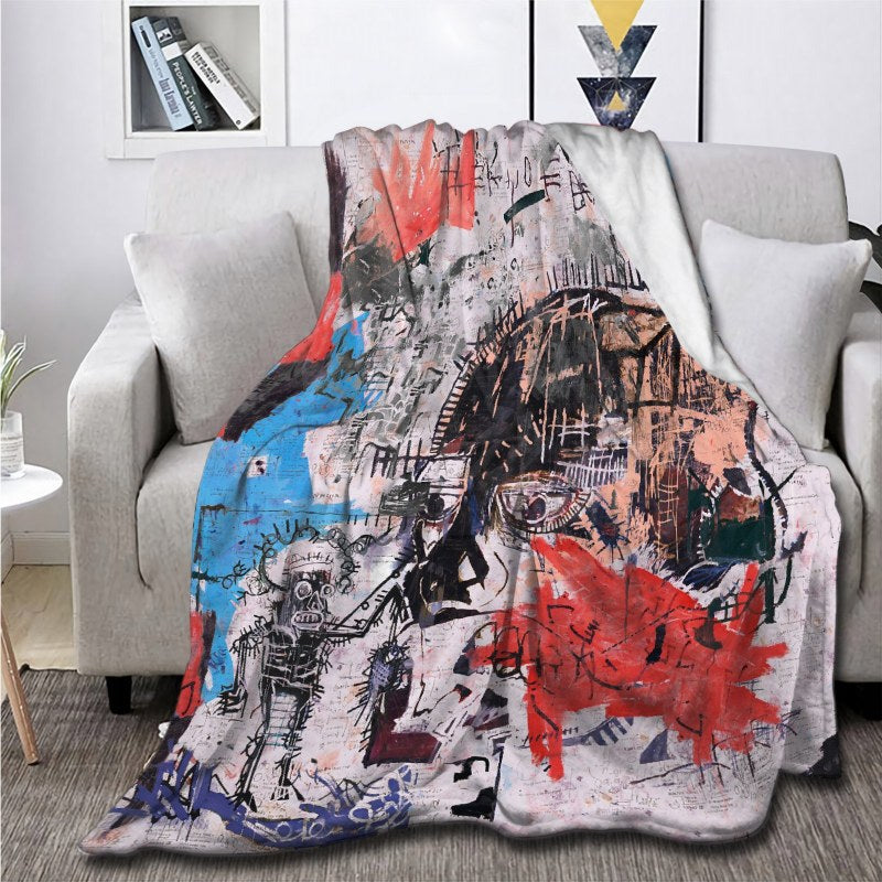 Basquiat Style Throw Blankets