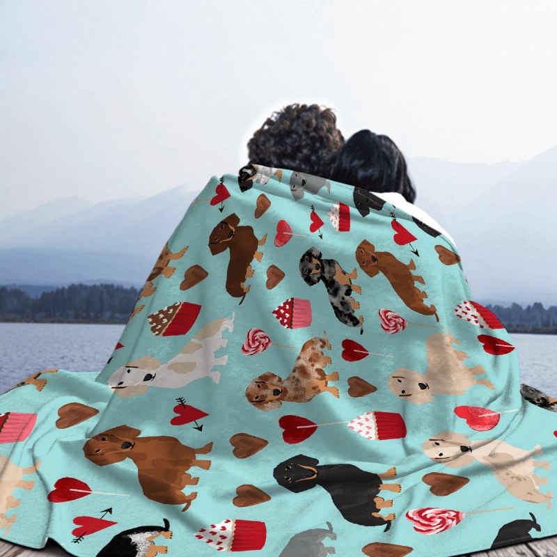 Dachsund Dachsie Doxie Valentines Day Valentine Hearts Love Cupcakes Cute Dog Gifts Throw Blankets