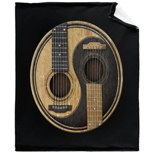 Aged Vintage Acoustic Guitars Yin Yang Throw Blankets
