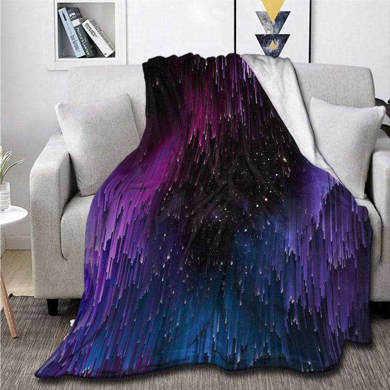 Ultra Violet Glitch Galaxy Throw Blankets