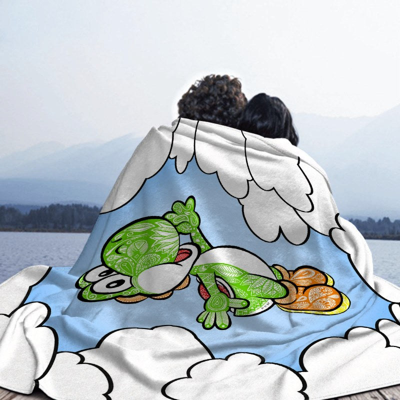 Yoshi In The Sky Throw Blankets