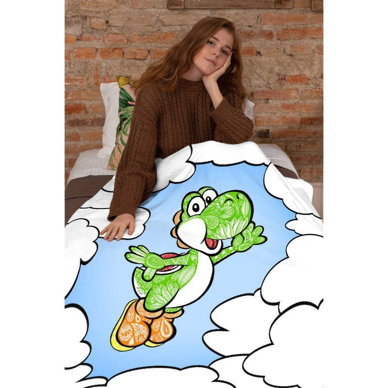 Yoshi In The Sky Throw Blankets