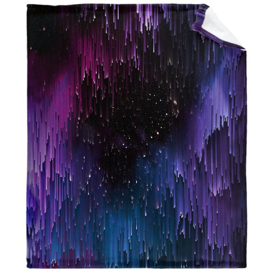 Ultra Violet Glitch Galaxy Throw Blankets