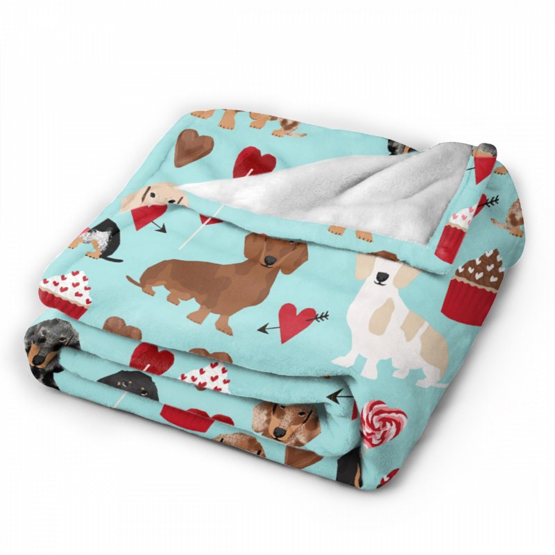Dachsund Dachsie Doxie Valentines Day Valentine Hearts Love Cupcakes Cute Dog Gifts Throw Blankets