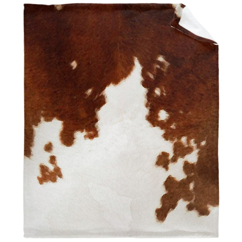 Brown Cowhide Watercolor Throw Blankets