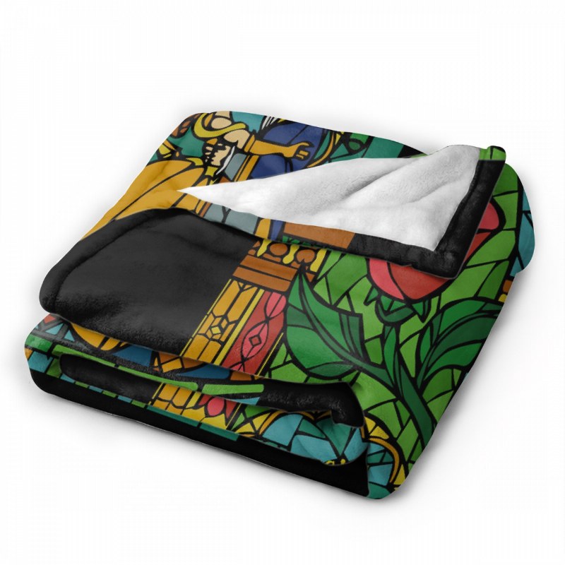 Beauty And The Beast Stained Glass 8s1 Throw Blankets
