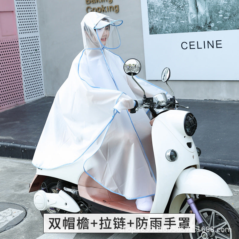 时尚开衫斗篷雨衣成人户外徒步电瓶车单车骑行雨披拉链手罩防雨