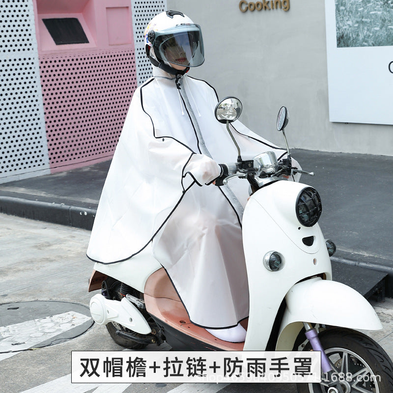 时尚开衫斗篷雨衣成人户外徒步电瓶车单车骑行雨披拉链手罩防雨