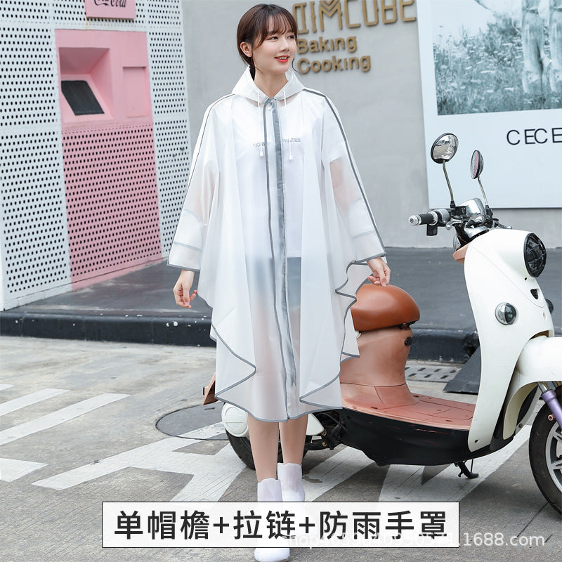 时尚开衫斗篷雨衣成人户外徒步电瓶车单车骑行雨披拉链手罩防雨