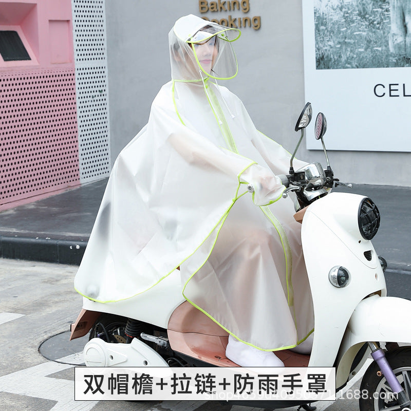 时尚开衫斗篷雨衣成人户外徒步电瓶车单车骑行雨披拉链手罩防雨