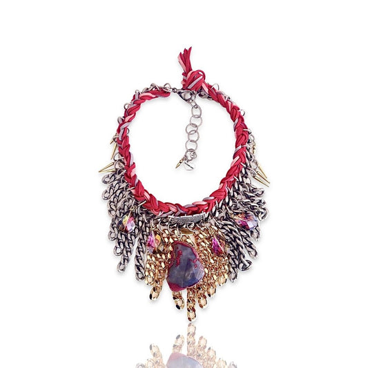 Red Passion Boho chic Statement Necklace