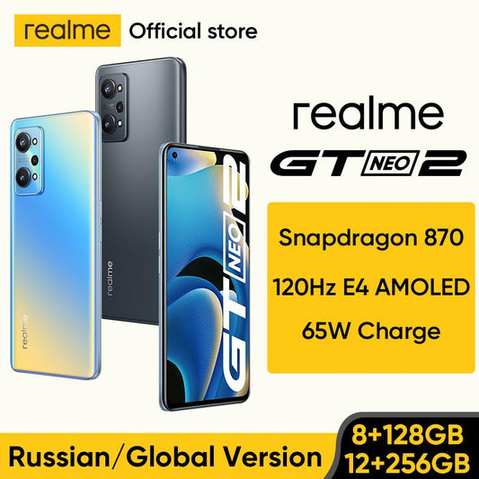 [World Premiere In Stock]realme GT Neo 2 5G New Smartphone Snapdragon 870 Octa Core 128GB/256GB 6.62" 120Hz E4 AMOLED 5000mAh