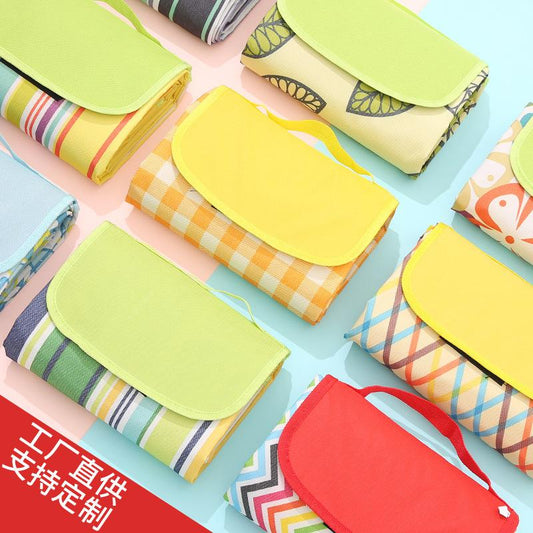 折叠牛津布野餐垫定做logo 防水格子野餐垫户外野餐垫防潮垫定制