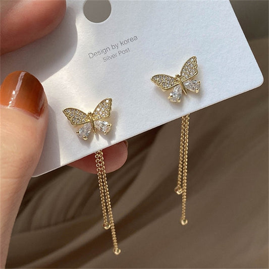 Fashions Butterfly Tassel Drop Earrings For Women Vintage Jewelry Modern Party Wedding Bridal Accessories Trendy Dangle Earrings
